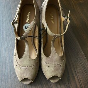 Nicole Women's Brown Peep Toe Heels